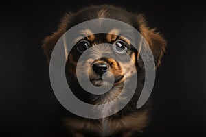 Adorable dog puppy isolated on black background