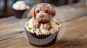 Adorable dog-shaped cupcake, a sweet treat that combines creativity and deliciousness