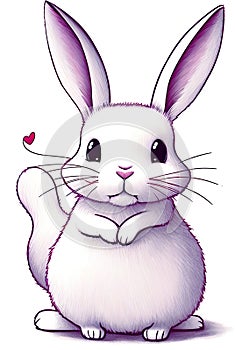 Adorable Domestic Rabbit on a White Background. generative Ai