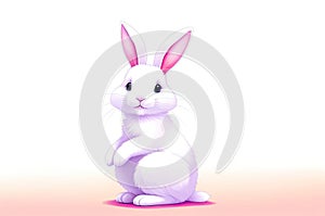 Adorable Domestic Rabbit on a White Background. generative Ai