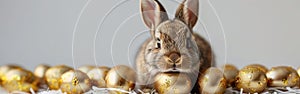 Adorable Easter Bunny with Golden Eggs for Festive Greeting Card