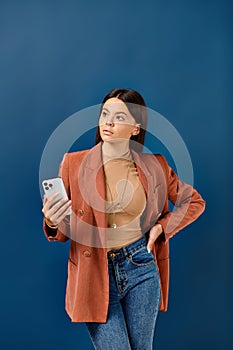 adorable elegant adolescent girl in brown