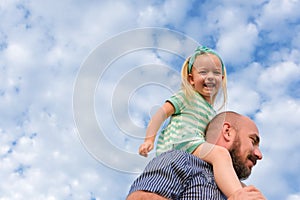 Adorable father daughter portrait, happy family, father`s day