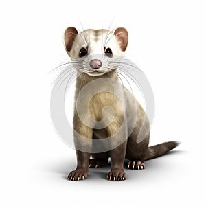 Stunning Simple Cel Shaded 3d Ferret On White Background photo
