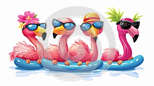 Adorable Flamingo Cartoon Posse Vector Illustration for Creative Projects