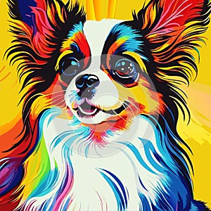 Adorable Fluffy Toy Papillon Dog Portrait