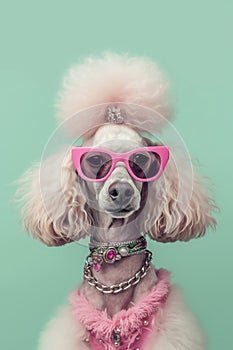Adorable funny poodle dog with cool hairstyle, dog grooming, generative ai
