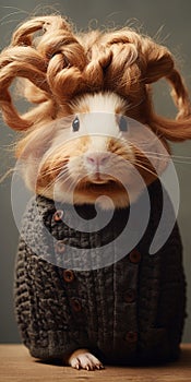 Adorable Fur-haired Guinea In Lensbaby Sweater: A Witty And Clever Cartoon