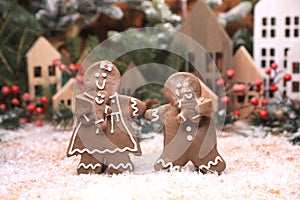 Adorable GingerBread Mom Dad and Children Having a Merry Christmas