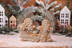 Adorable GingerBread Mom Dad and Children Having a Merry Christmas