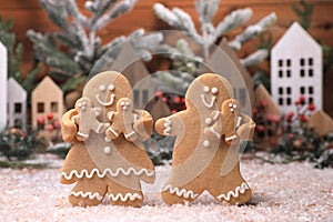 Adorable GingerBread Mom Dad and Children Having a Merry Christmas