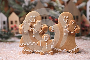 Adorable GingerBread Mom Dad and Children Having a Merry Christmas