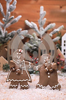 Adorable GingerBread Mom Dad and Children Having a Merry Christmas