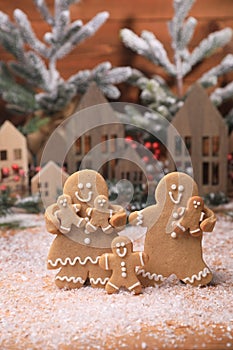 Adorable GingerBread Mom Dad and Children Having a Merry Christmas