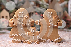 Adorable GingerBread Mom Dad and Children Having a Merry Christmas