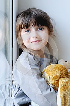 Adorable girl with bunny