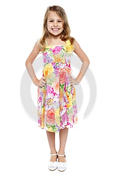 Adorable girl child in floral frock