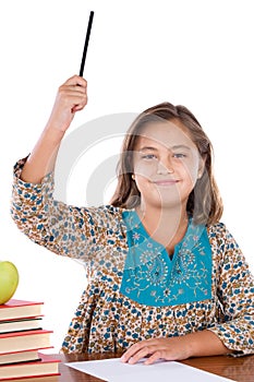 Adorable girl student asking to speak