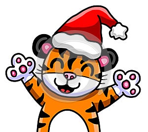 A Adorable Happy Christmas Tiger