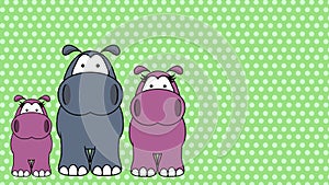 adorable hippo family cartoon background card illustration