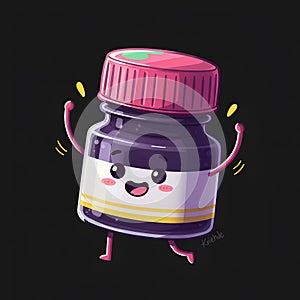 Adorable Ink Bottle Cartoon Character photo