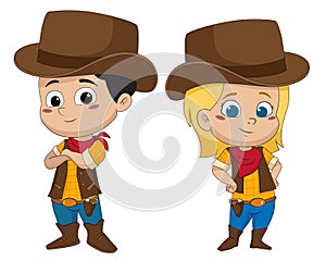 Adorable kid cowboy.vector and illustration.