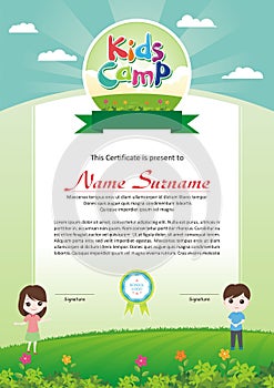 Adorable kids summer camp diploma