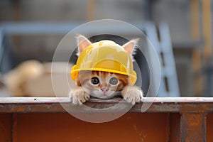 Adorable Kitten Explores Construction World, Dons Tiny Builder Gear For Safety