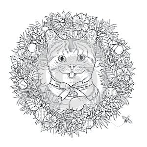 Adorable kitty coloring page