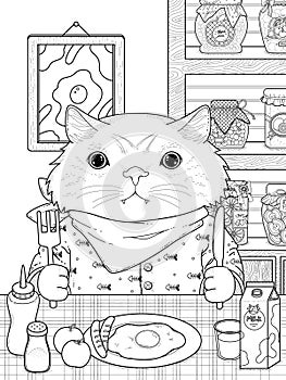 Adorable kitty coloring page