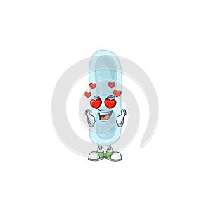 An adorable klebsiella pneumoniae cartoon mascot style with a falling in love face photo