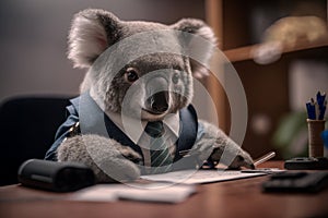 Corporate Cutie Adorable Koala Businessman Takes Over the Office in AwardWinning Pet Photography photo