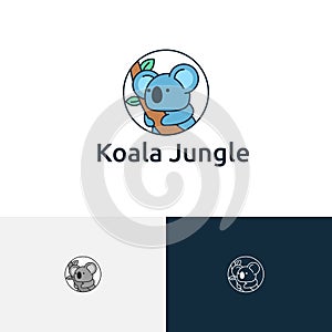 Adorable Koala Tree Marsupial Animal Zoo Cartoon Mascot Logo