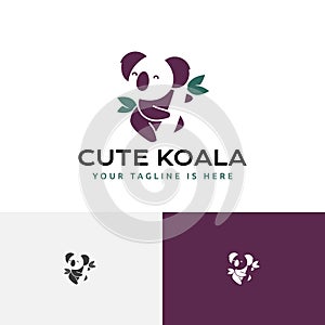 Adorable Koala Tree Marsupial Animal Zoo Nature Logo