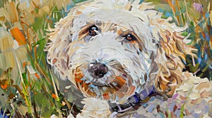 Adorable Labradoodle: Charming Canine Portrait in Stunning Artwork