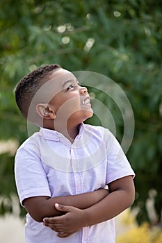 Adorable latin child in the garden