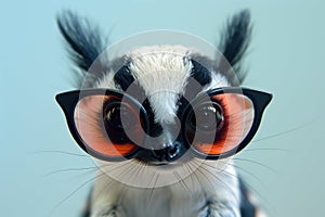 Adorable lemur wearing oversized sunglasses, showcasing a funny and endearing animal expression. photo