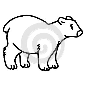 Adorable Line art Polar Bear Clip Art. Arctic Animal Icon. Hand Drawn kawaii Carnivore Motif Illustration Doodle In Flat Color.