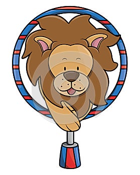 Adorable Lion Circus Cartoon Color Illustration