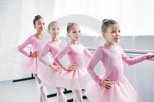 adorable little ballerinas practicing ballet