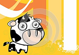 Adorable little big head cow expression background