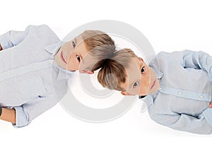 Adorable little boys connected with each other