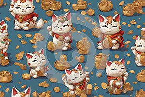 adorable little cartoon Japanese lucky cat background