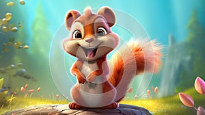 Adorable little cartoon squirrel - generative AI, AI generated