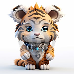 Adorable Little Creature In Silver Collar: Indian Pop Culture Inspired 3d Render