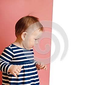 Adorable Little Fairy Baby Girl Feel Good and Smile on Pink