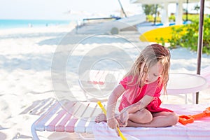 Adorable little girl during caribbean vacation