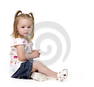 Adorable little toddler girl with pig tails