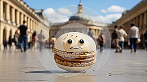 Adorable Macarons with Expressive Faces at Famous Landmark