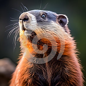 Adorable Marmotte Portrait in Dreamy Bokeh - generative ai photo